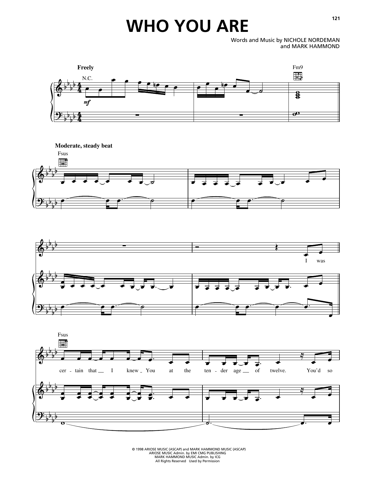 Learn to play Nichole Nordeman Who You Are sheet music for Piano, Vocal & Guitar Chords (Right-Hand Melody) in minutes. Price: 7.8900$ Nichole Nordeman Who You Are sheet music notes and chords arranged for Piano, Vocal & Guitar Chords (Right-Hand Melody)