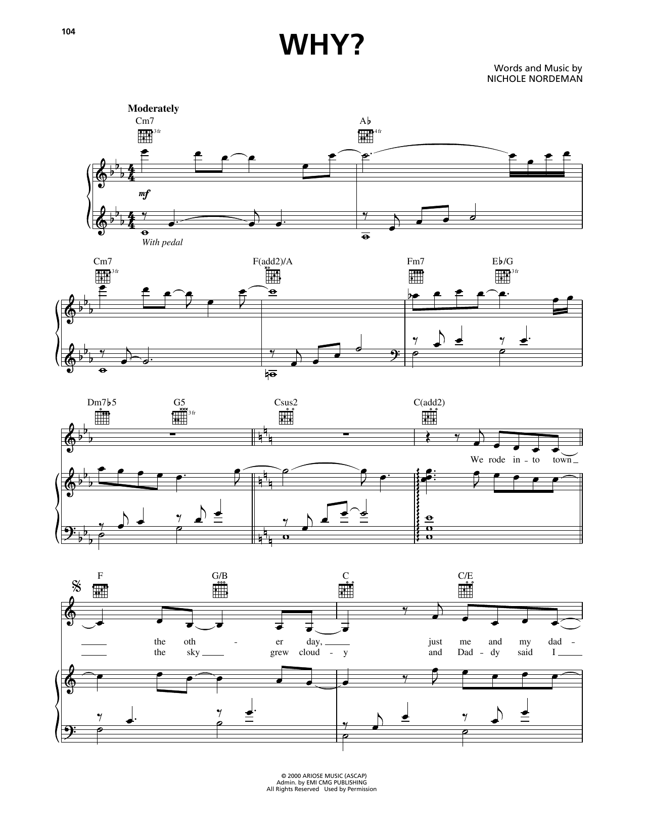 Learn to play Nichole Nordeman Why sheet music for Piano, Vocal & Guitar Chords (Right-Hand Melody) in minutes. Price: 7.8900$ Nichole Nordeman Why sheet music notes and chords arranged for Piano, Vocal & Guitar Chords (Right-Hand Melody)