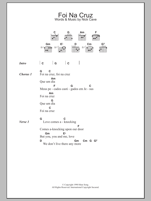 Nick Cave Foi Na Cruz sheet music notes and chords. Download Printable PDF.