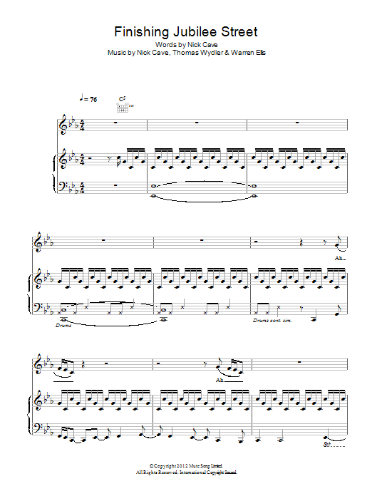 Nick Cave & The Bad Seeds Finishing Jubilee Street sheet music notes and chords arranged for Piano, Vocal & Guitar Chords