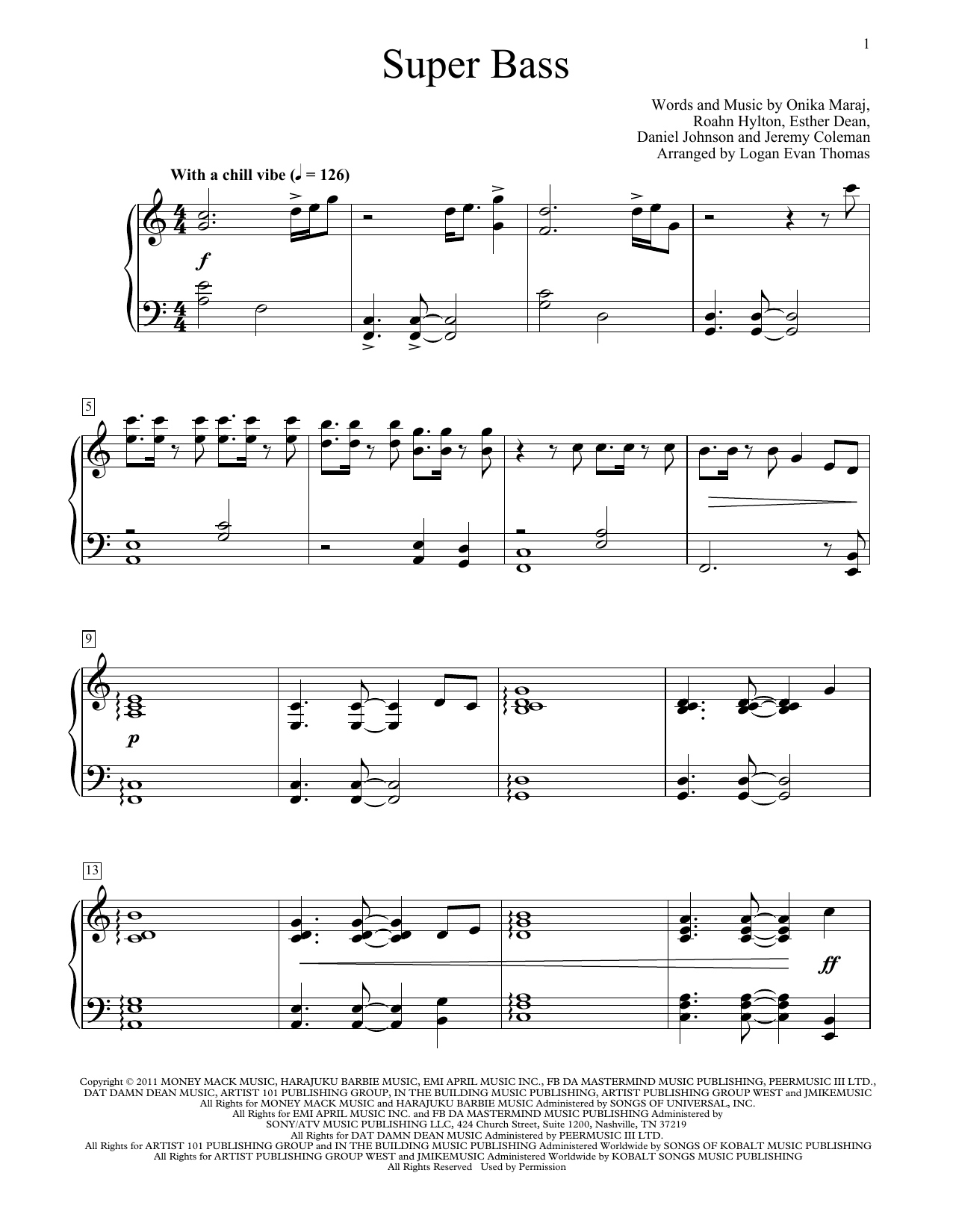 Nicki Minaj Super Bass sheet music notes and chords arranged for Educational Piano