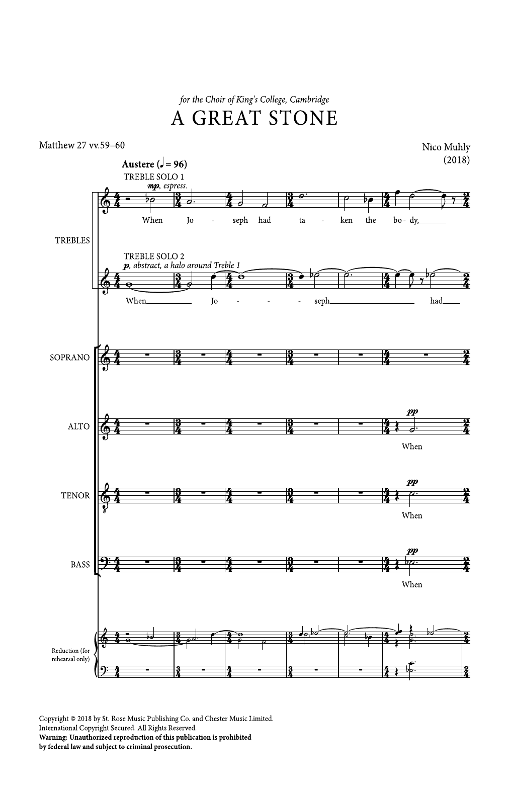 Learn to play Nico Muhly A Great Stone sheet music for SATB Choir in minutes. Price: 3.9900$ Nico Muhly A Great Stone sheet music notes and chords arranged for SATB Choir