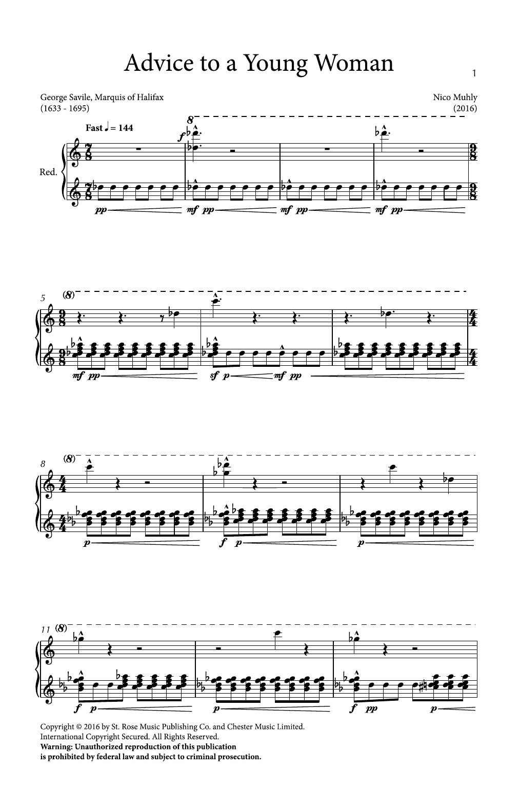 Learn to play Nico Muhly Advice To A Young Woman sheet music for SSAA Choir in minutes. Price: 5.8900$ Nico Muhly Advice To A Young Woman sheet music notes and chords arranged for SSAA Choir