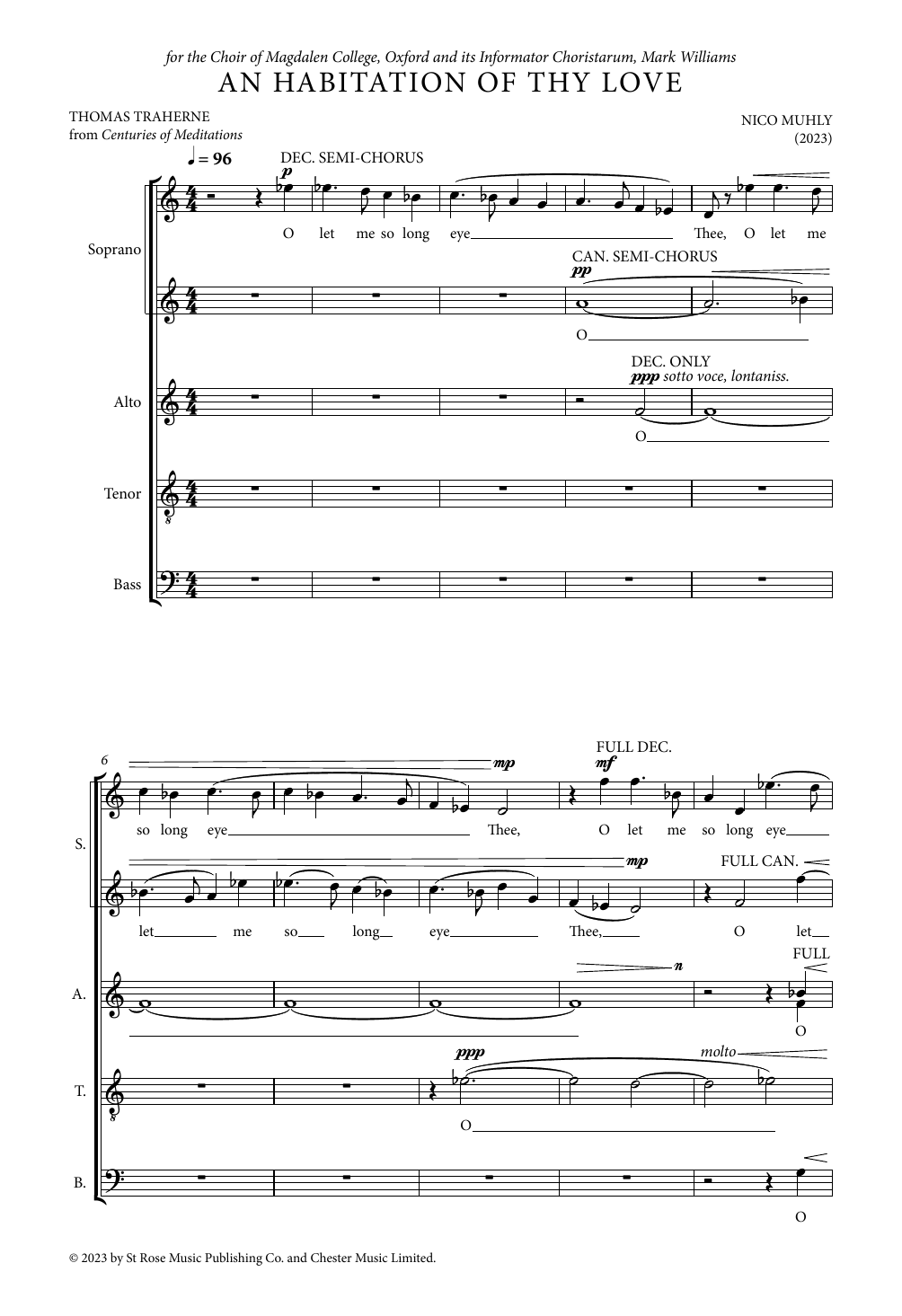 Nico Muhly An Habitation Of Thy Love sheet music notes and chords. Download Printable PDF.