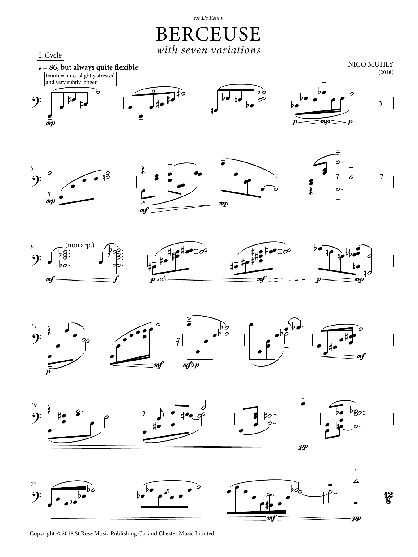 Cheryl Frances-Hoad Berceuse with seven variations sheet music notes and chords arranged for Instrumental Solo