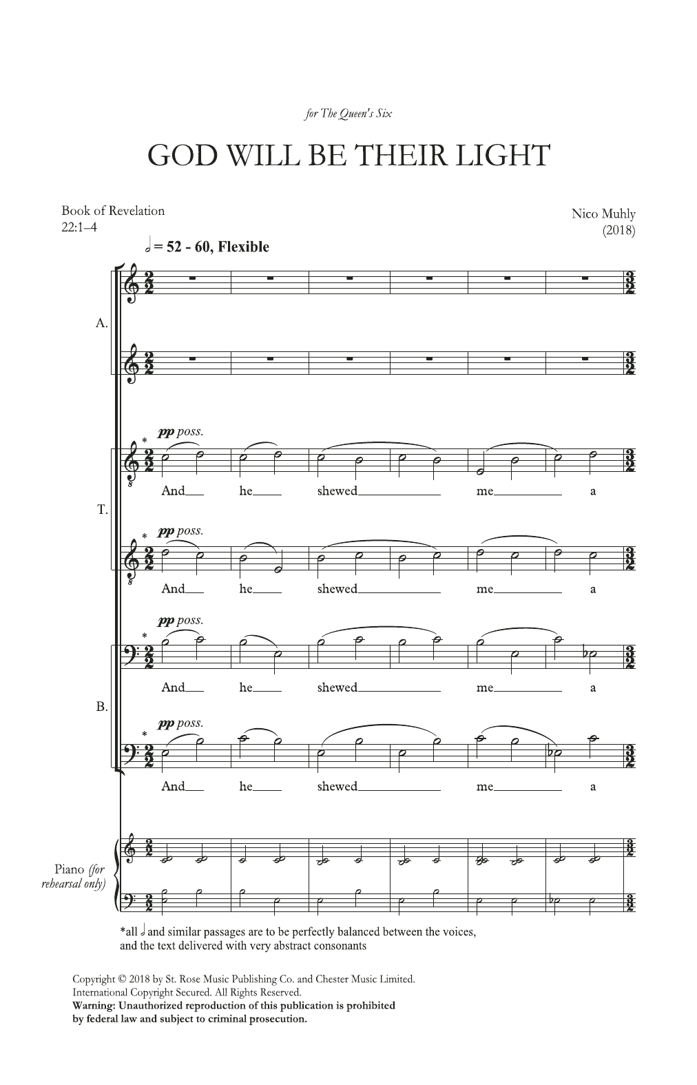 Learn to play Nico Muhly God Will Be Their Light (AATTBB Choir) sheet music for Choir in minutes. Price: 4.7900$ Nico Muhly God Will Be Their Light (AATTBB Choir) sheet music notes and chords arranged for Choir