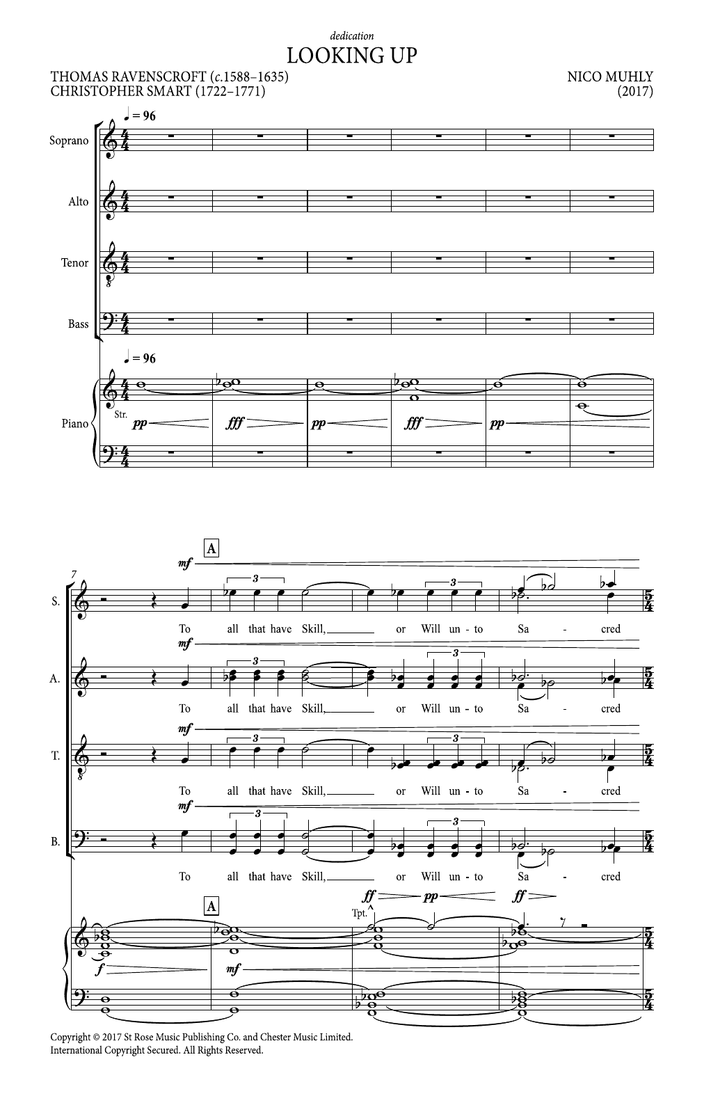 Learn to play Nico Muhly Looking Up sheet music for SATB Choir in minutes. Price: 9.9900$ Nico Muhly Looking Up sheet music notes and chords arranged for SATB Choir