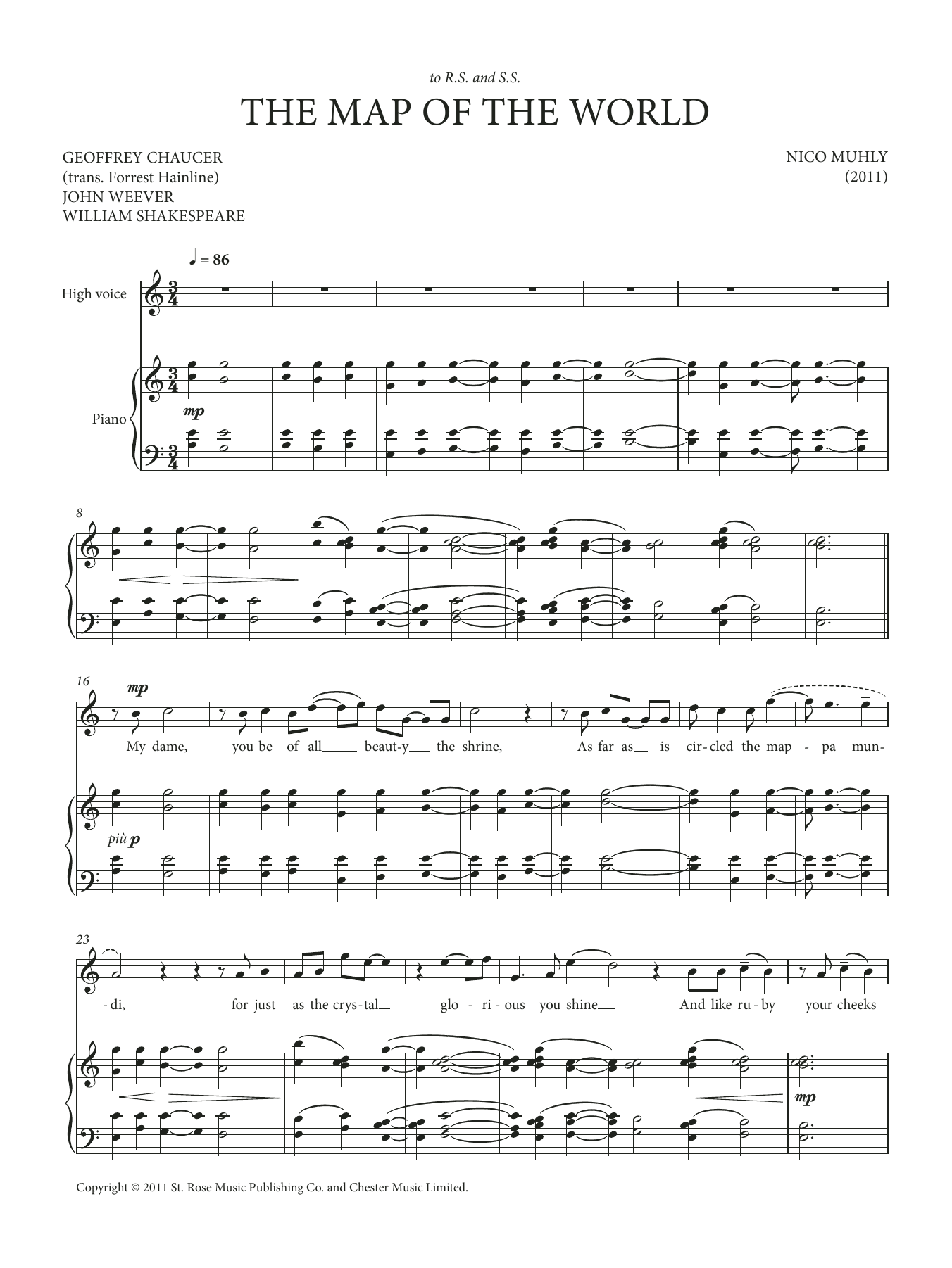 Learn to play Nico Muhly Map Of The World sheet music for Piano & Vocal in minutes. Price: 7.8900$ Nico Muhly Map Of The World sheet music notes and chords arranged for Piano & Vocal