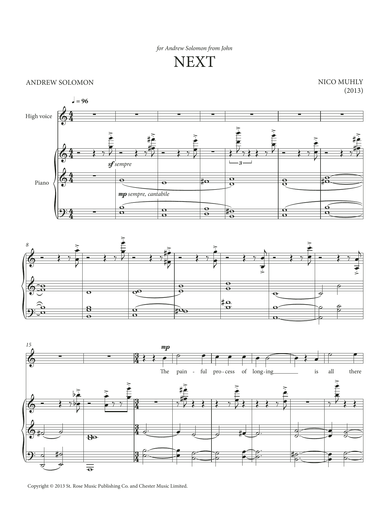 Learn to play Nico Muhly Next sheet music for Piano & Vocal in minutes. Price: 7.8900$ Nico Muhly Next sheet music notes and chords arranged for Piano & Vocal