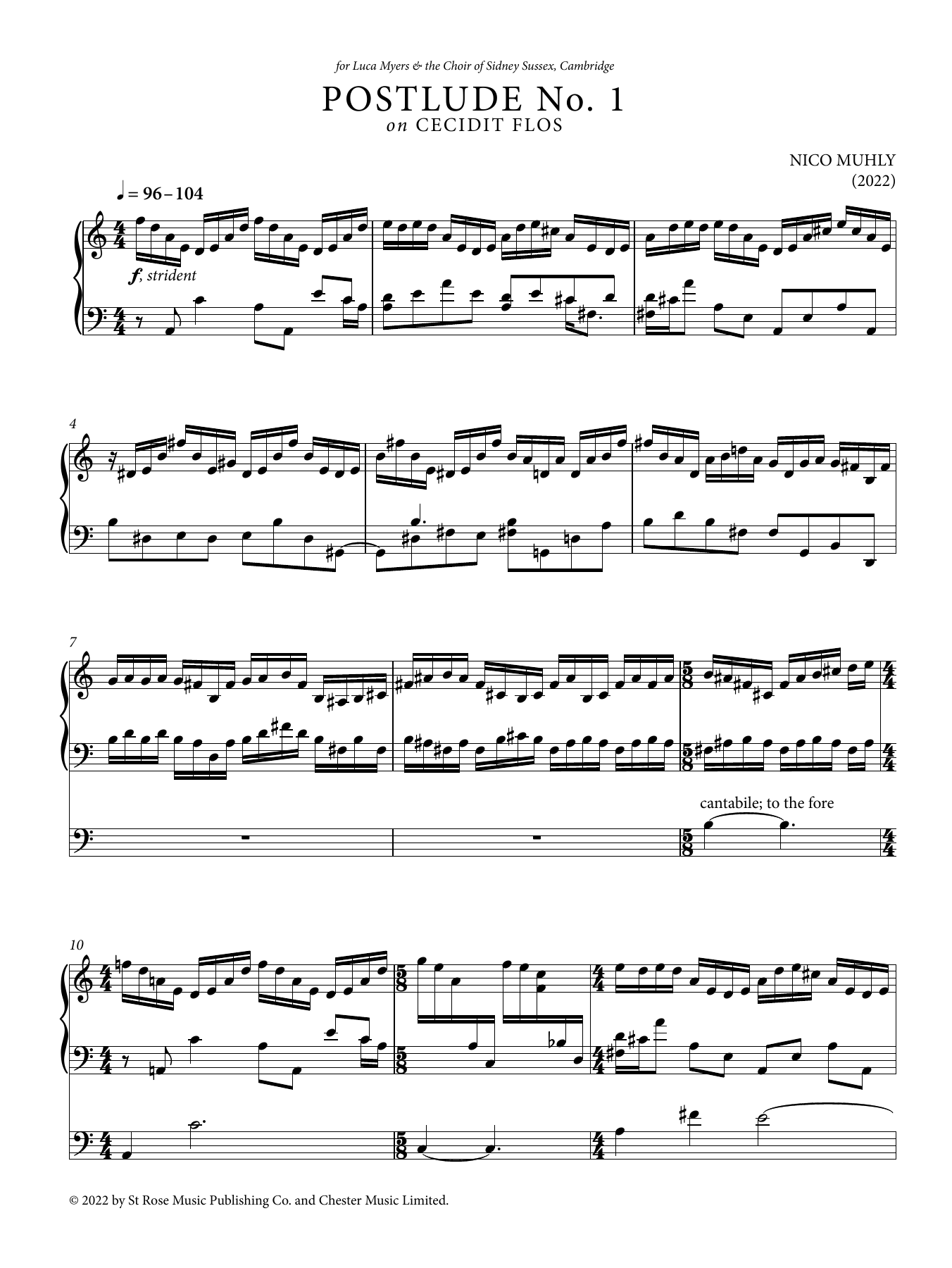 Nico Muhly Postlude No. 1 on Cecidit Flos sheet music notes and chords. Download Printable PDF.