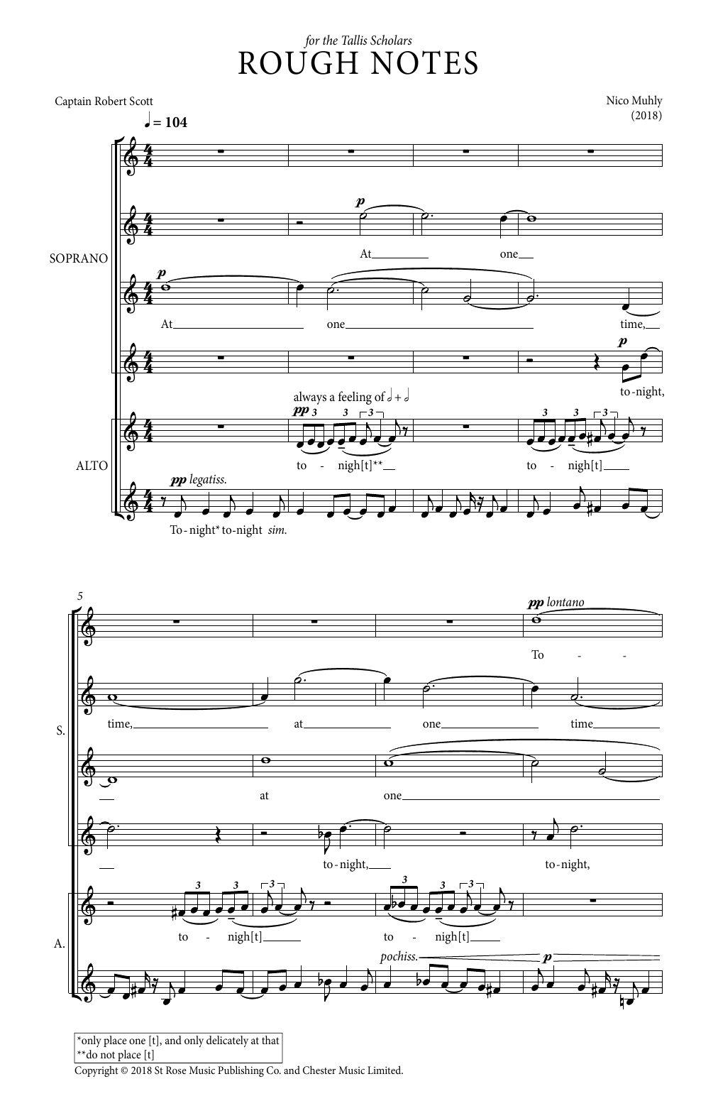 Learn to play Nico Muhly Rough Notes sheet music for SATB Choir in minutes. Price: 6.4900$ Nico Muhly Rough Notes sheet music notes and chords arranged for SATB Choir