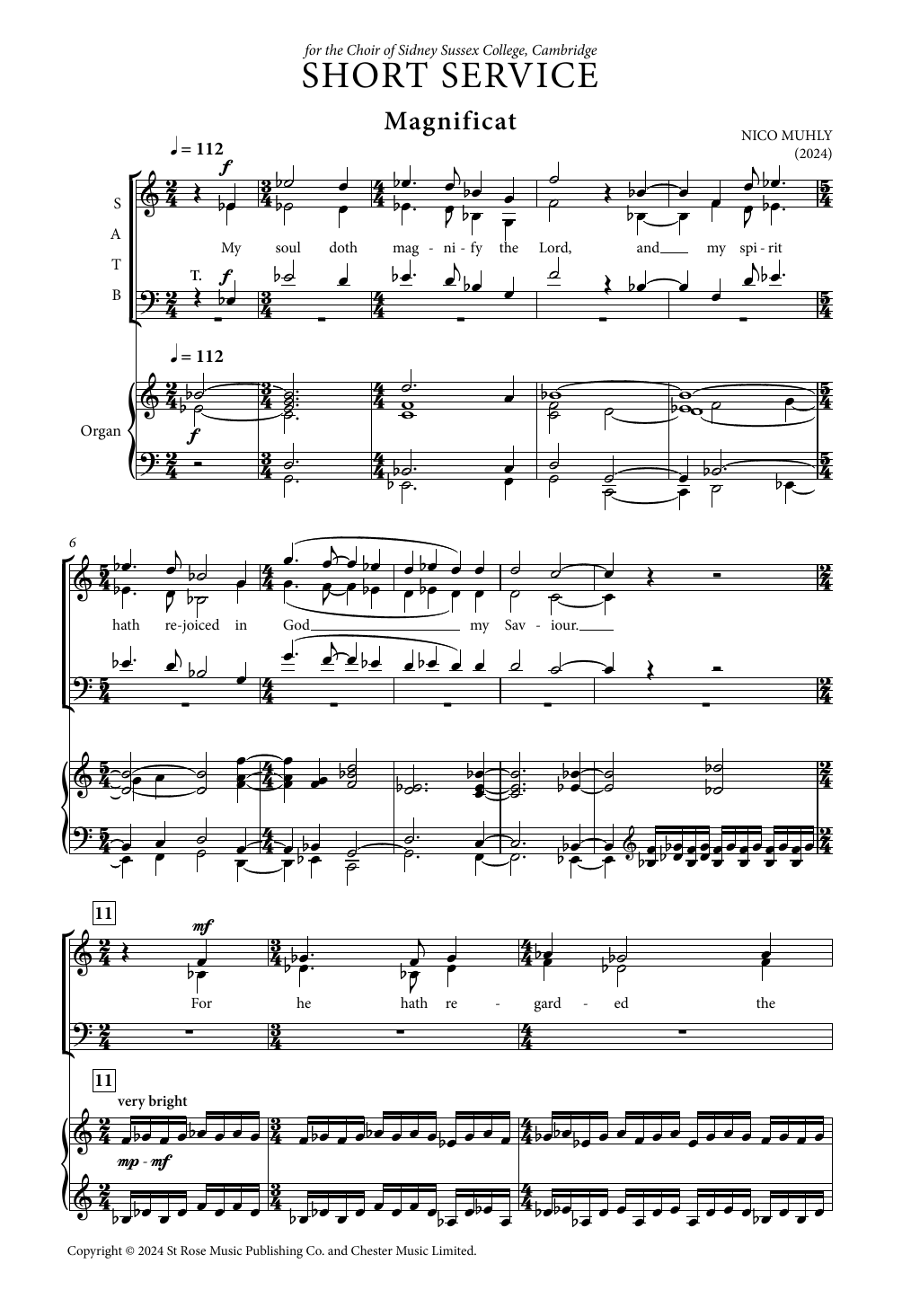 Nico Muhly Short Service (Sidney Sussex) sheet music notes and chords. Download Printable PDF.