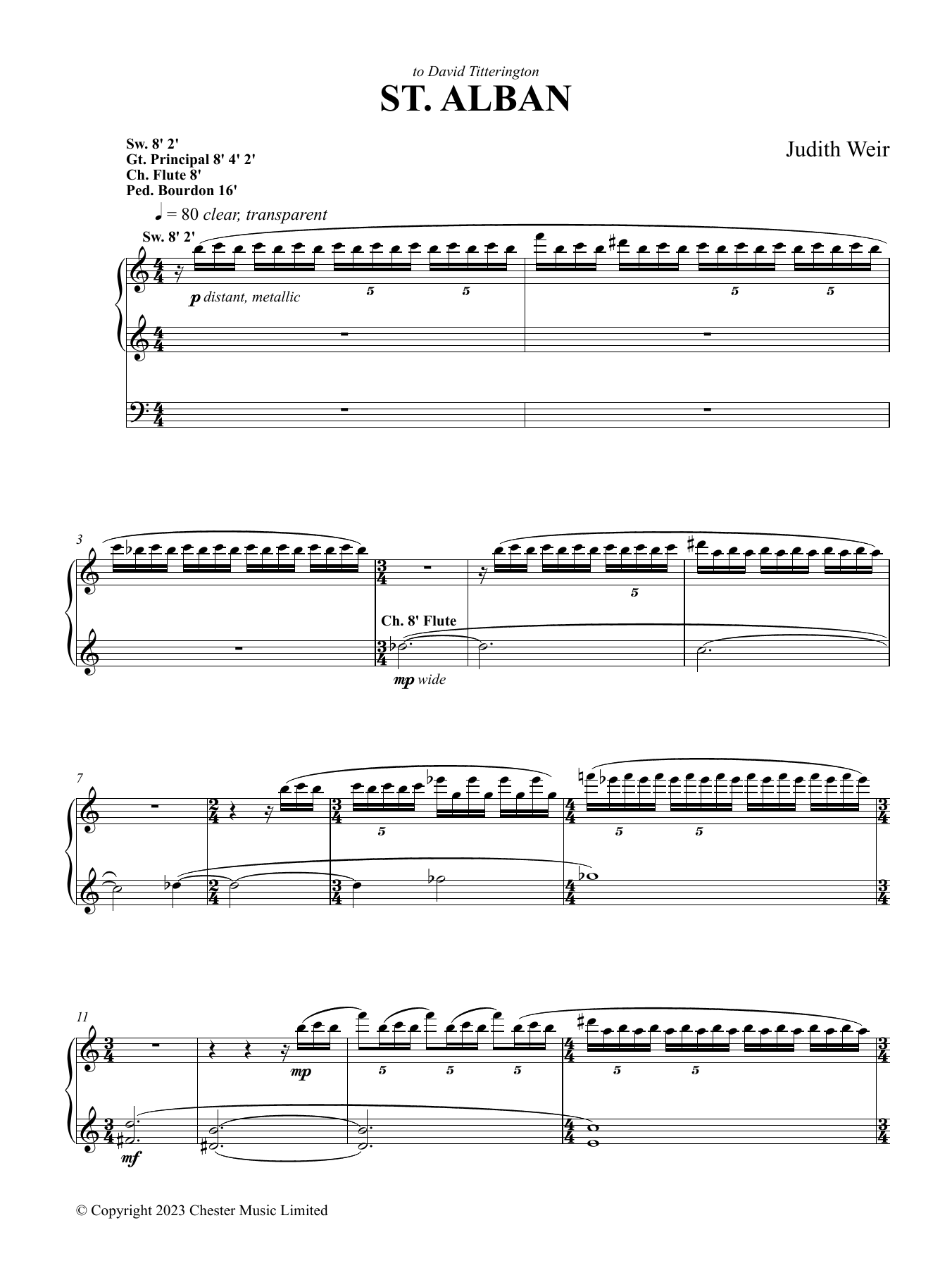 Nico Muhly St. Alban sheet music notes and chords. Download Printable PDF.