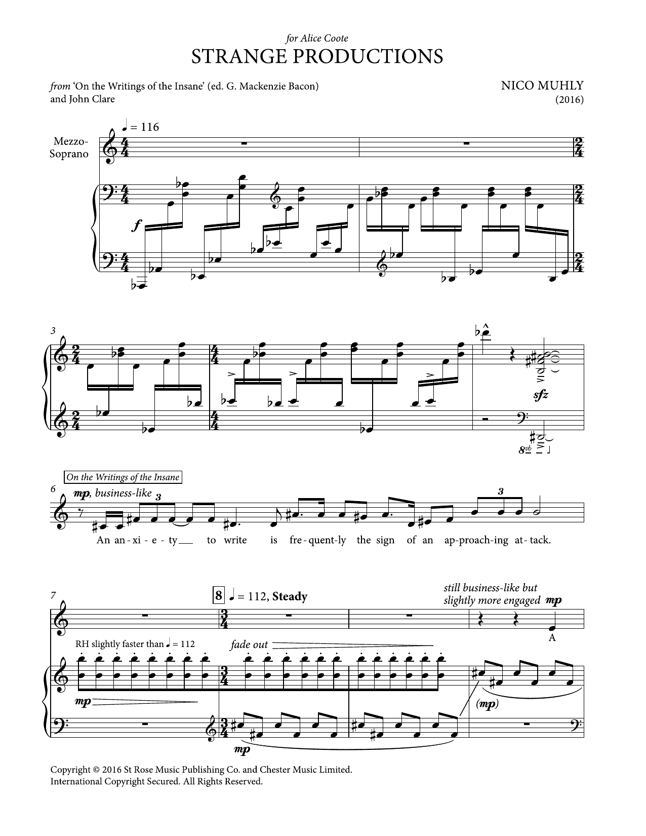 Learn to play Nico Muhly Strange Productions sheet music for Piano & Vocal in minutes. Price: 18.9700$ Nico Muhly Strange Productions sheet music notes and chords arranged for Piano & Vocal