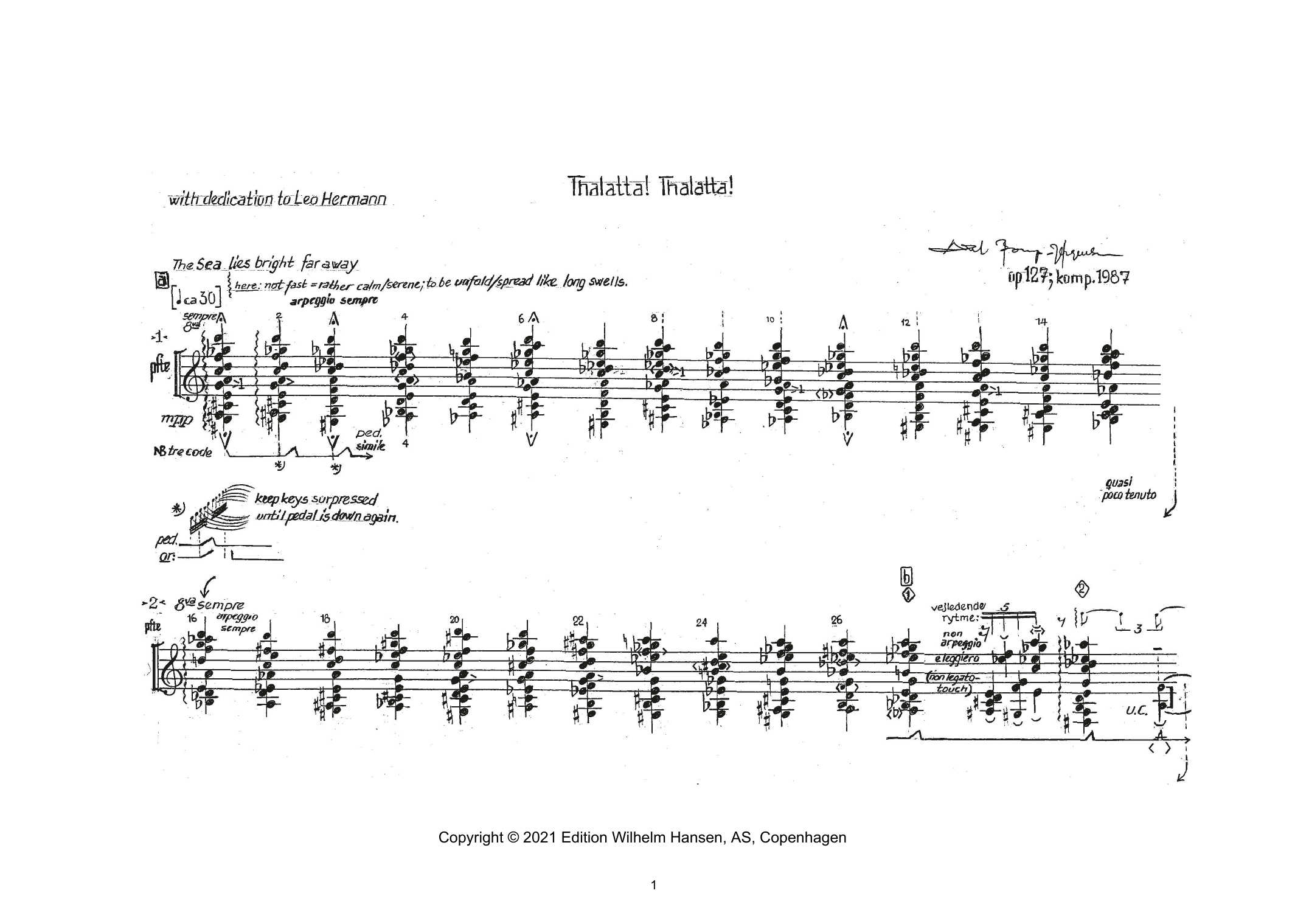 Nico Muhly Thalatta! Thalatta! sheet music notes and chords. Download Printable PDF.