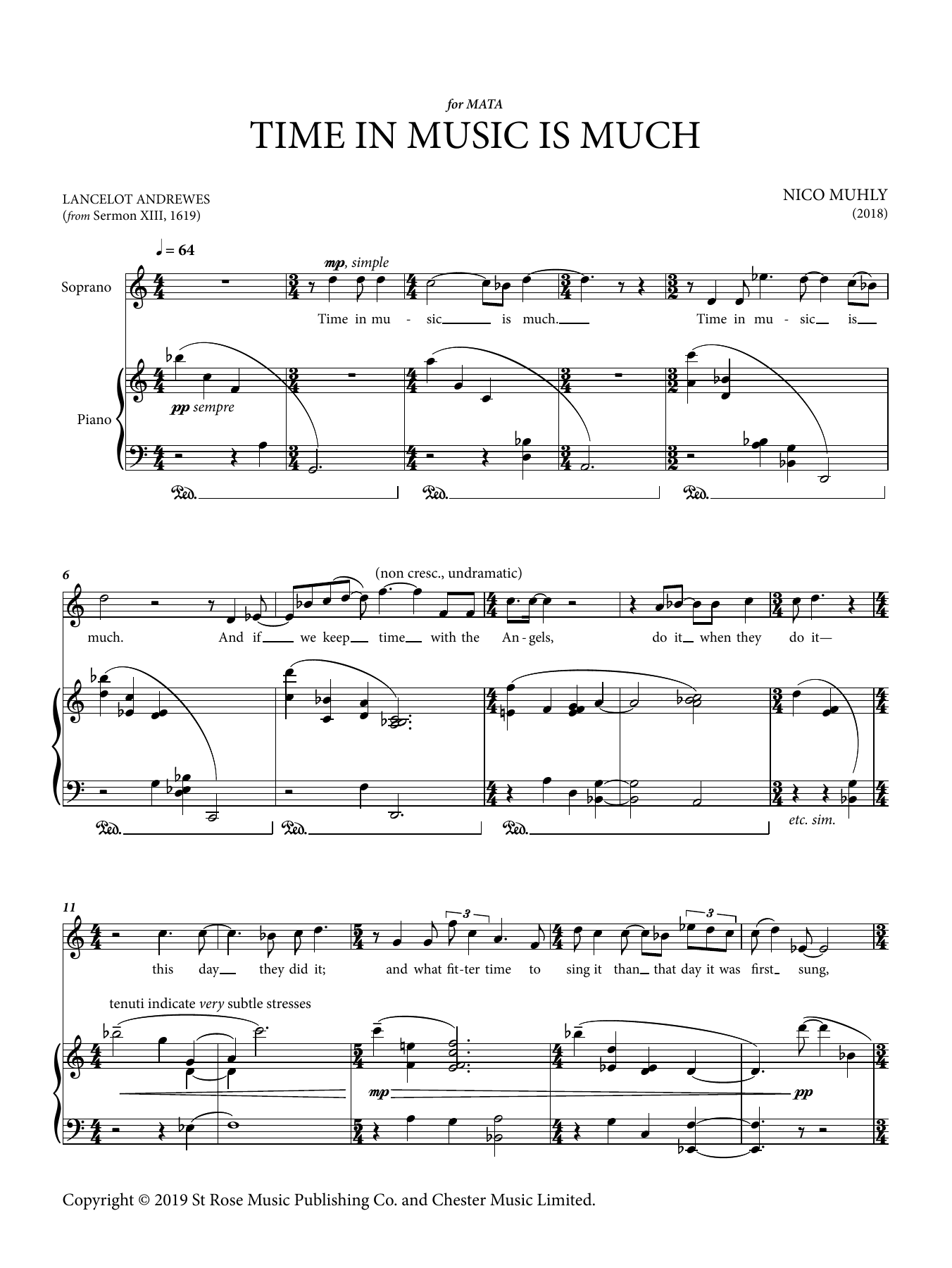 Nico Muhly Time In Music Is Much sheet music notes and chords. Download Printable PDF.