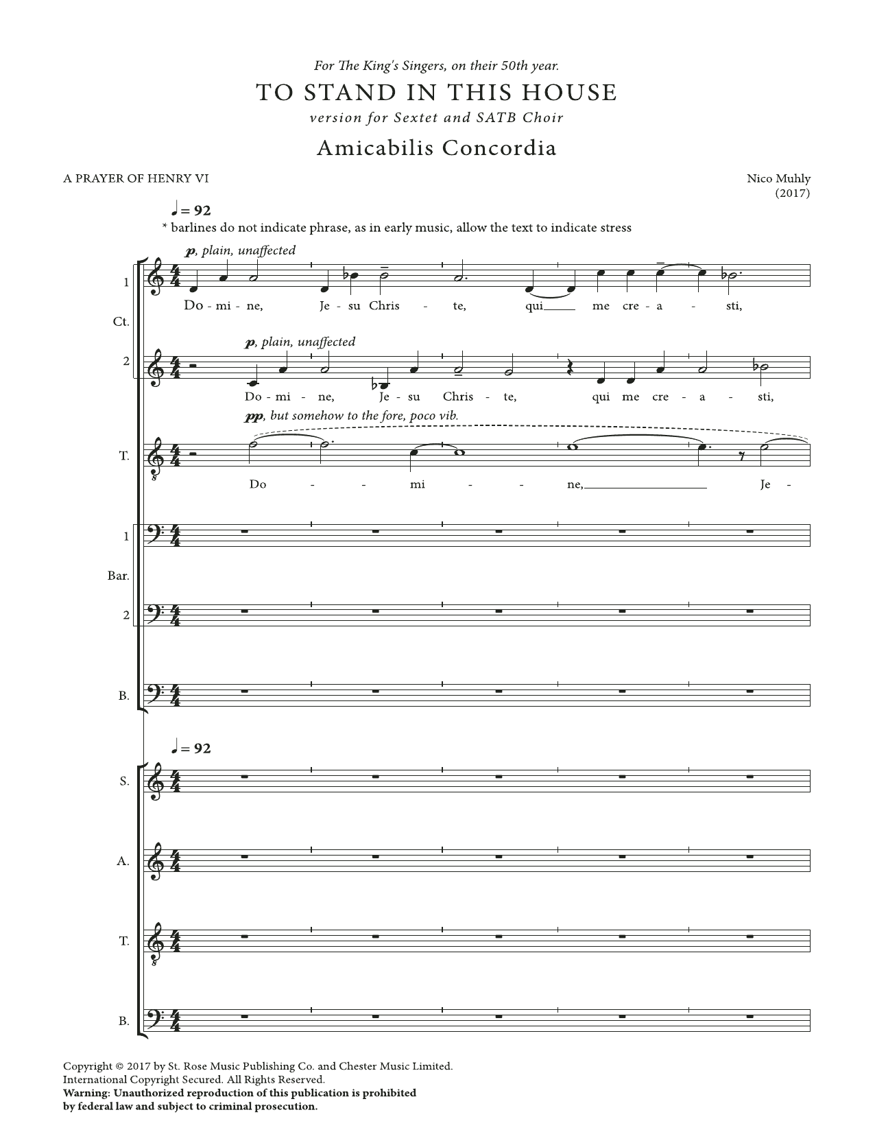 Learn to play Nico Muhly To Stand In This House (Men's Voice and optional SATB choir) sheet music for TTBB Choir in minutes. Price: 10.9700$ Nico Muhly To Stand In This House (Men's Voice and optional SATB choir) sheet music notes and chords arranged for TTBB Choir