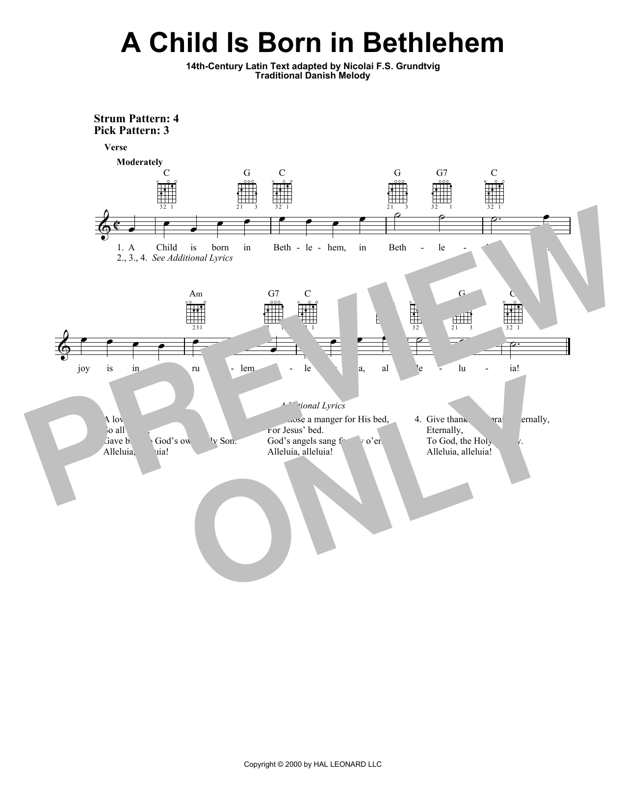 Nicolai F.S. Grundtvig A Child Is Born In Bethlehem sheet music notes and chords. Download Printable PDF.