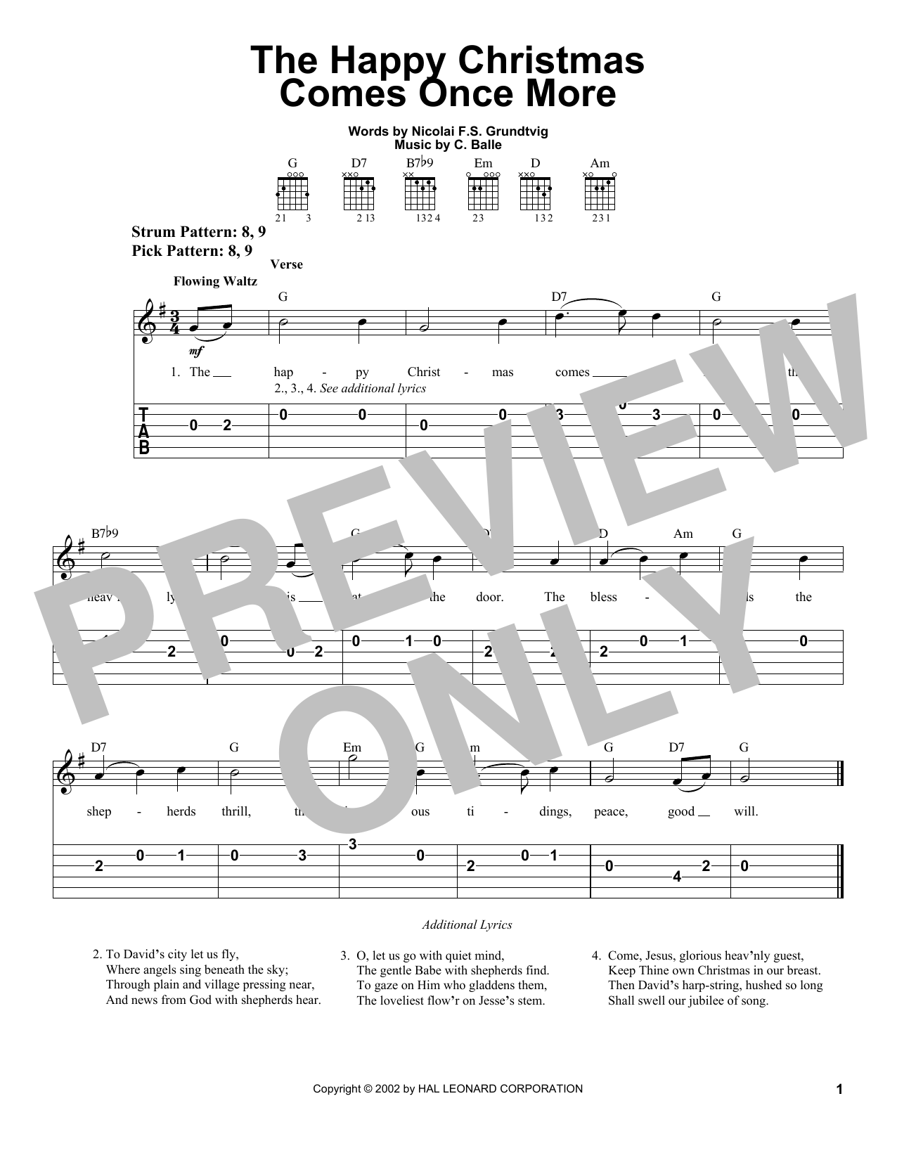 Nikolai F.S. Grundtvig The Happy Christmas Comes Once More sheet music notes and chords. Download Printable PDF.