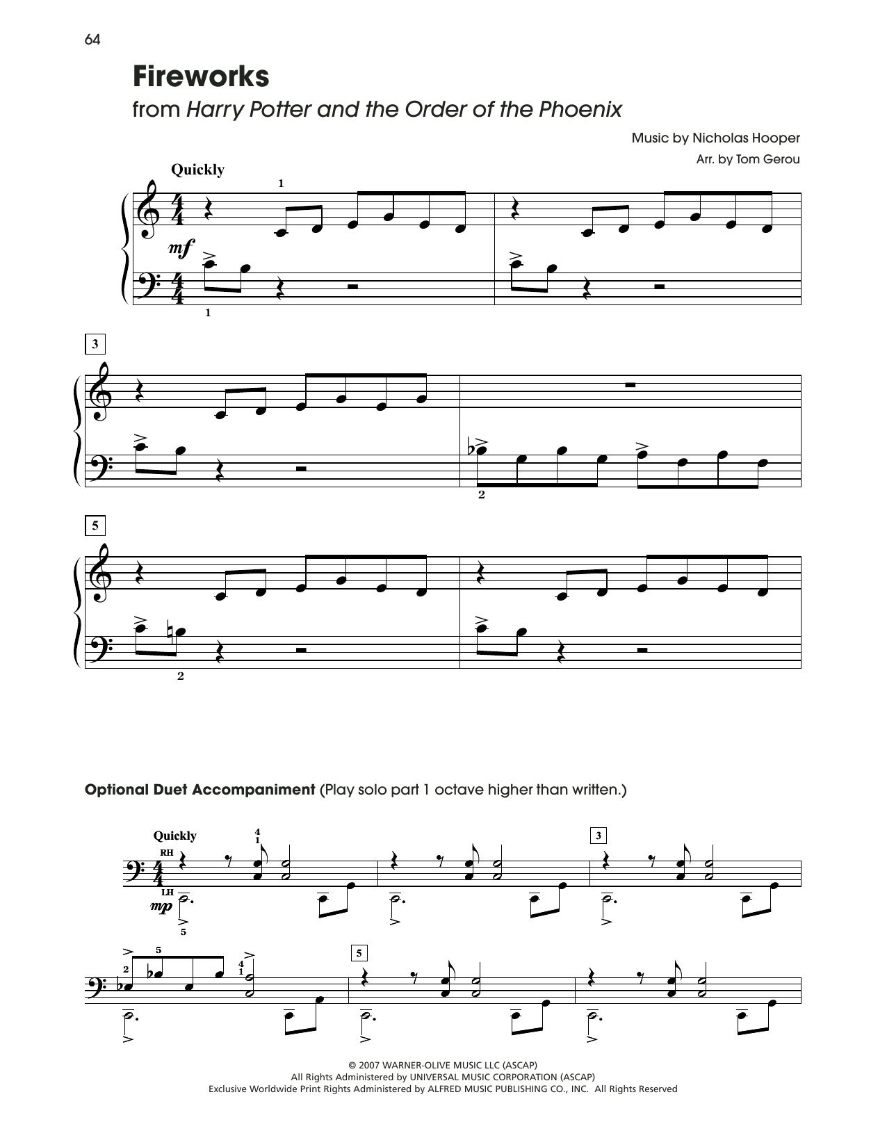 Nicolas Hooper Fireworks (from Harry Potter) (arr. Tom Gerou) sheet music notes and chords. Download Printable PDF.