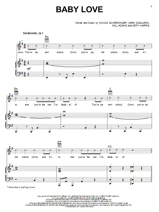 Learn to play Nicole Scherzinger Baby Love sheet music for Piano, Vocal & Guitar Chords (Right-Hand Melody) in minutes. Price: 7.8900$ Nicole Scherzinger Baby Love sheet music notes and chords arranged for Piano, Vocal & Guitar Chords (Right-Hand Melody)