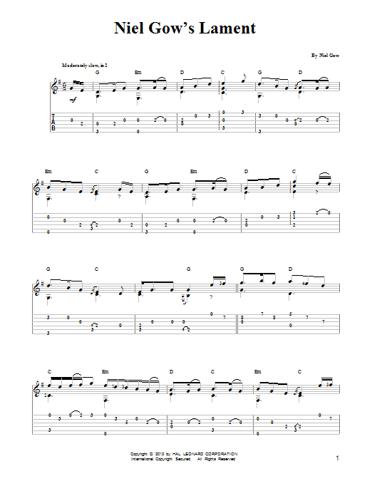 Niel Gow Niel Gow's Lament sheet music notes and chords. Download Printable PDF.