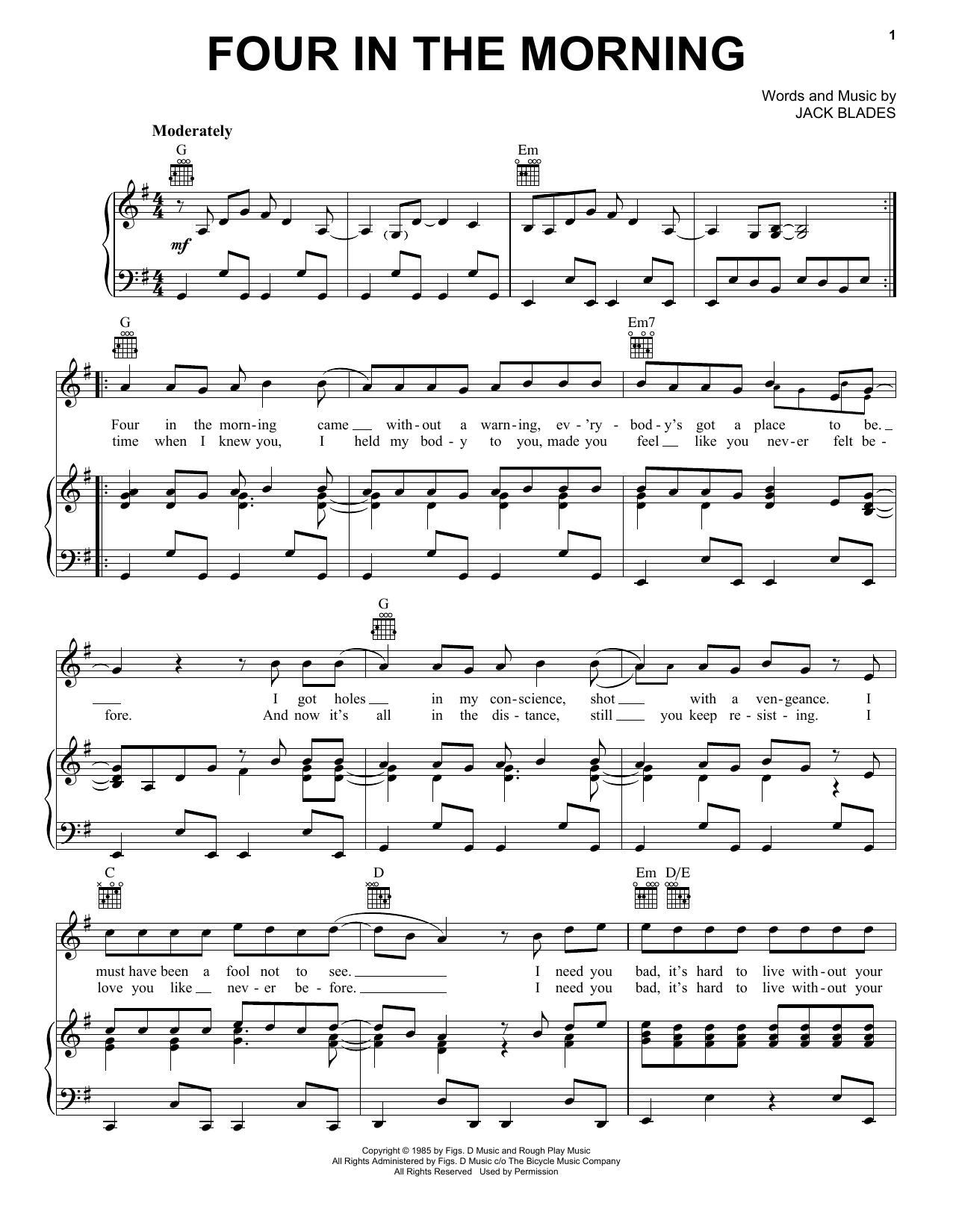 Learn to play Night Ranger Four In The Morning sheet music for Piano, Vocal & Guitar Chords (Right-Hand Melody) in minutes. Price: 7.8900$ Night Ranger Four In The Morning sheet music notes and chords arranged for Piano, Vocal & Guitar Chords (Right-Hand Melody)