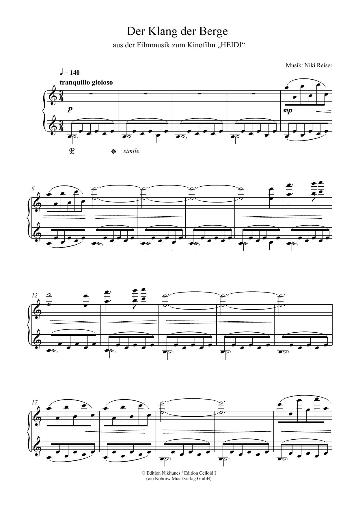 Learn to play Niki Reiser Der Klang Der Berge (The Sound Of The Mountains) (from Niki Reiser Der Klang Der Berge (The Sound Of The Mountains) (from