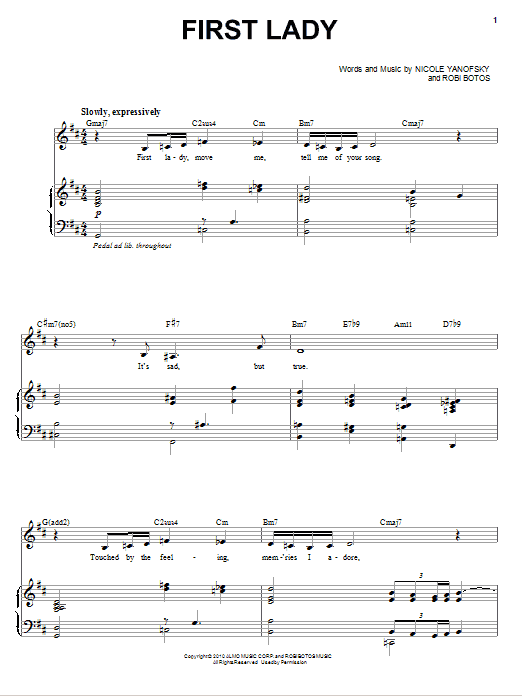 Learn to play Nikki Yanofsky First Lady sheet music for Piano & Vocal in minutes. Price: 7.8900$ Nikki Yanofsky First Lady sheet music notes and chords arranged for Piano & Vocal