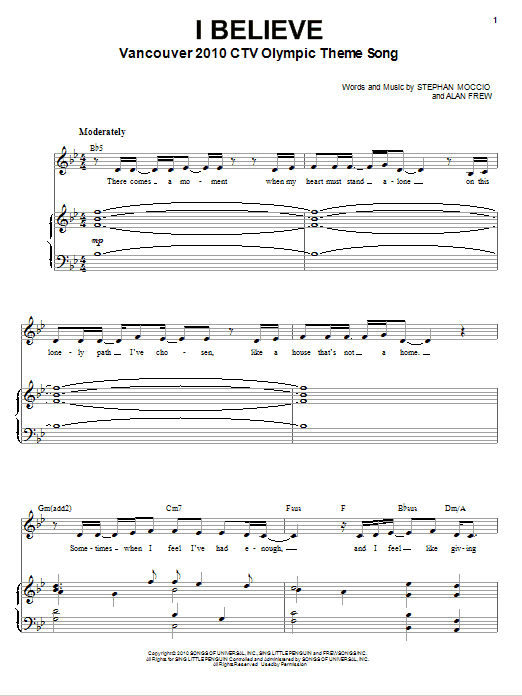 Nikki Yanofsky I Believe sheet music notes and chords. Download Printable PDF.