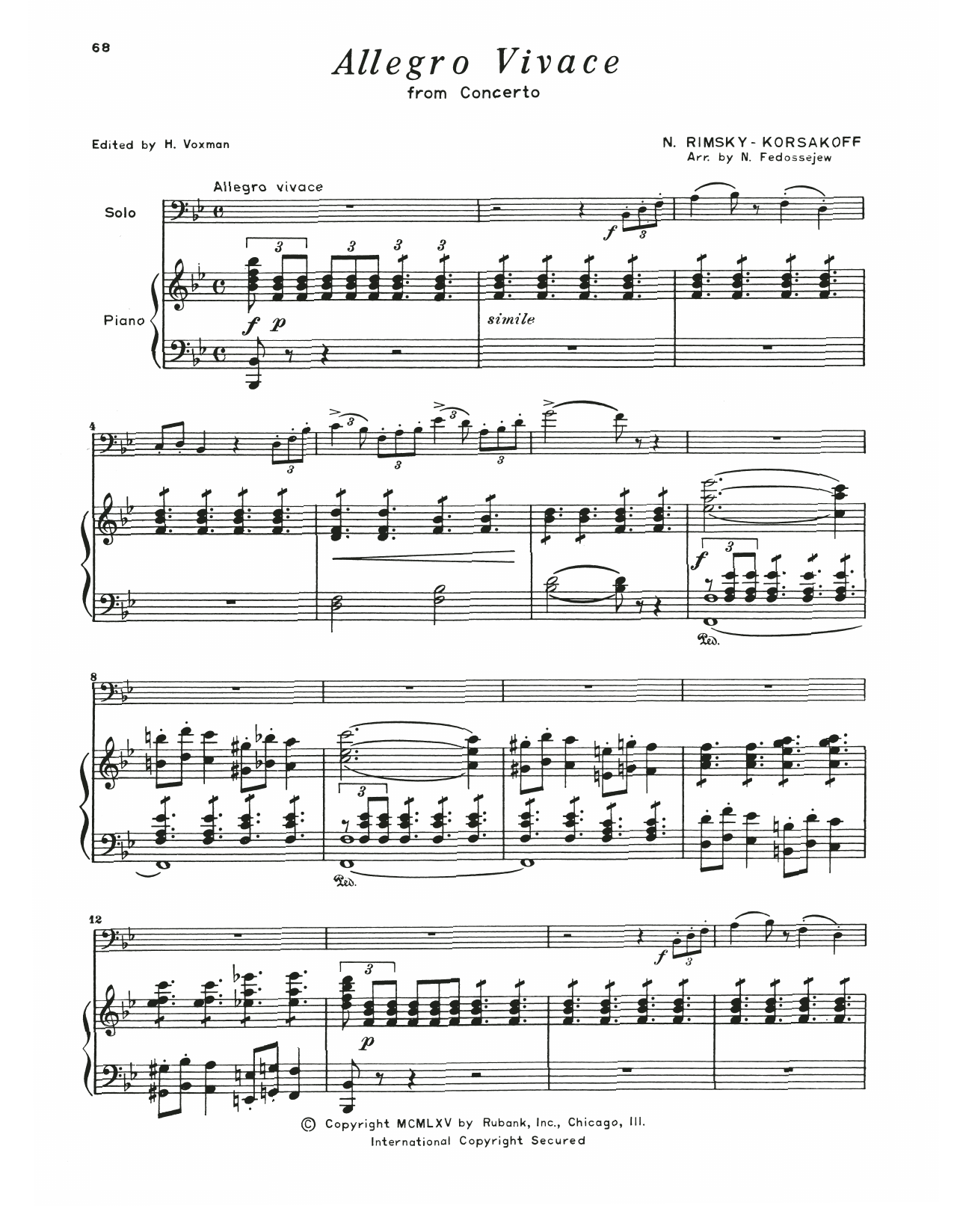 Learn to play Nikolai Rimsky-Korsakov Allegro Vivace (from Concerto) sheet music for Trombone and Piano in minutes. Price: 6.9900$ Nikolai Rimsky-Korsakov Allegro Vivace (from Concerto) sheet music notes and chords arranged for Trombone and Piano