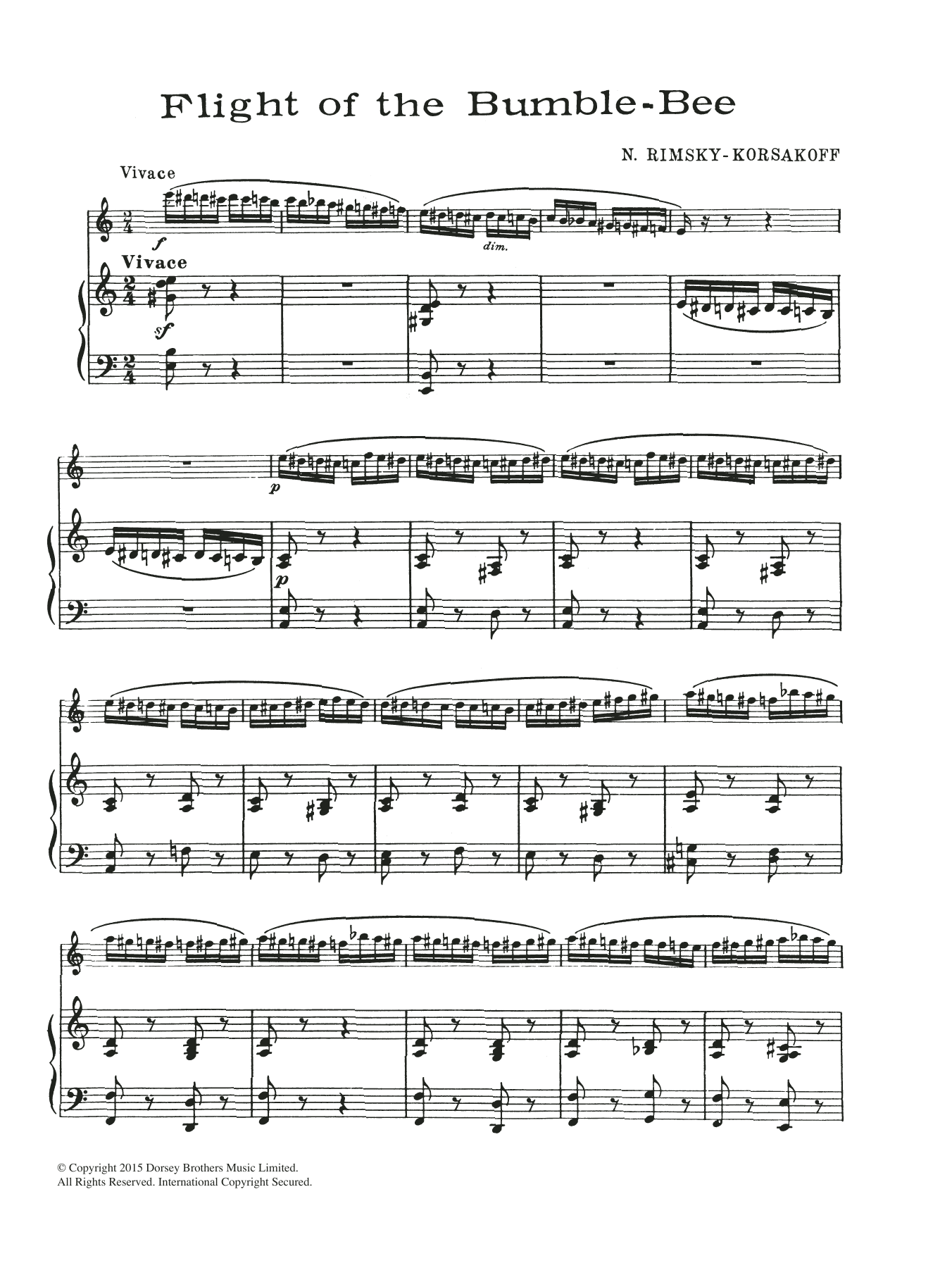 Nikolai Rimsky-Korsakov The Flight Of The Bumblebee (from The Tale Of Tsar Saltan) sheet music notes and chords. Download Printable PDF.