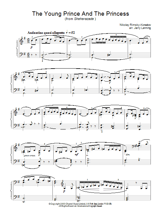 Learn to play Nikolai Rimsky-Korsakov The Young Prince And The Princess (from Scheherazade) sheet music for Piano Solo in minutes. Price: 7.8900$ Nikolai Rimsky-Korsakov The Young Prince And The Princess (from Scheherazade) sheet music notes and chords arranged for Piano Solo