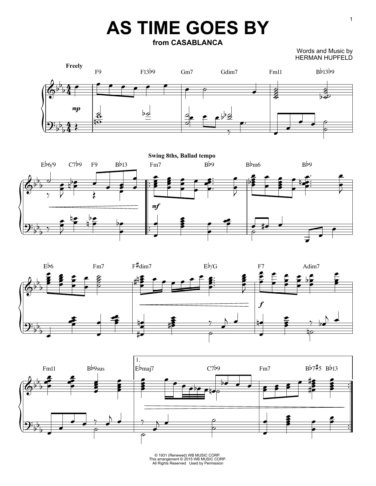 Nilsson As Time Goes By [Jazz version] (arr. Brent Edstrom) sheet music notes and chords. Download Printable PDF.