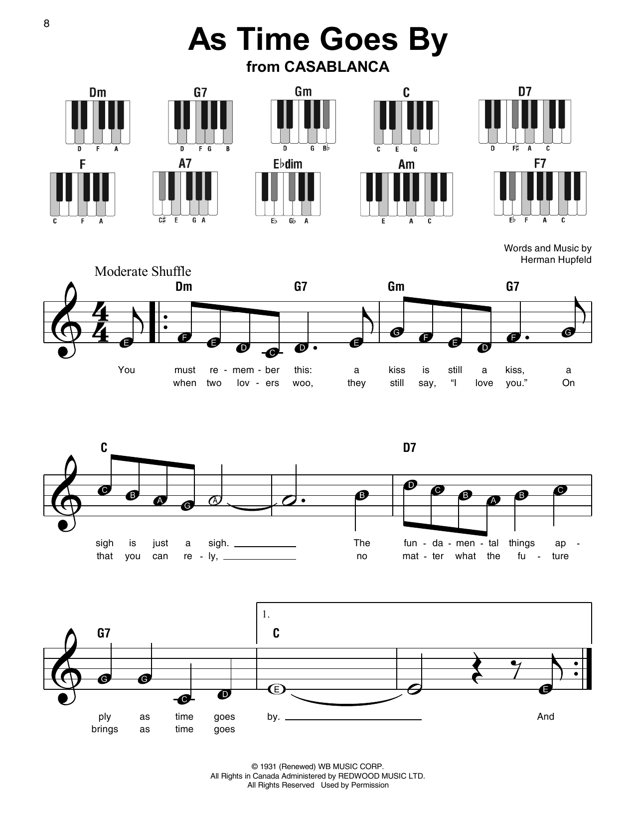 Nilsson As Time Goes By sheet music notes and chords. Download Printable PDF.