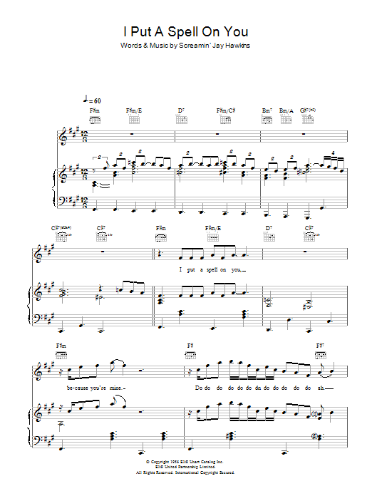 Nina Simone I Put A Spell On You sheet music notes and chords. Download Printable PDF.