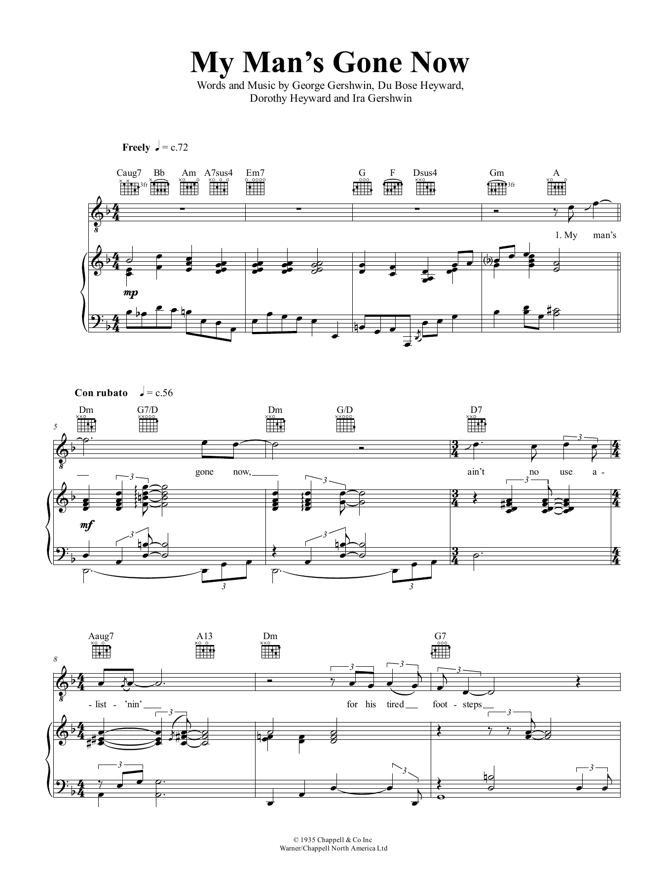 Nina Simone My Man's Gone Now sheet music notes and chords. Download Printable PDF.