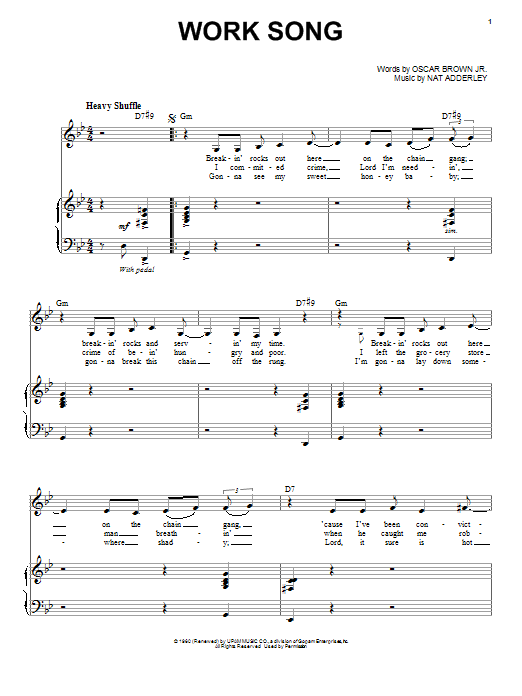 Nina Simone Work Song sheet music notes and chords. Download Printable PDF.