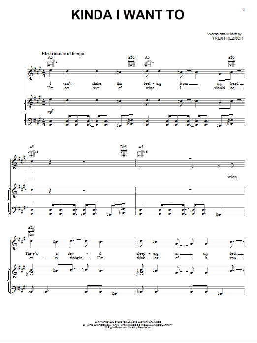 Learn to play Nine Inch Nails Kinda I Want To sheet music for Piano, Vocal & Guitar Chords (Right-Hand Melody) in minutes. Price: 7.8900$ Nine Inch Nails Kinda I Want To sheet music notes and chords arranged for Piano, Vocal & Guitar Chords (Right-Hand Melody)