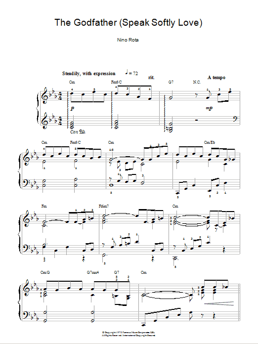 Nino Rota Love Theme from The Godfather sheet music notes and chords. Download Printable PDF.