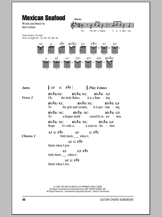 Nirvana Mexican Seafood sheet music notes and chords. Download Printable PDF.