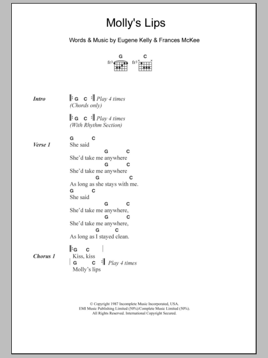 Nirvana Molly's Lips sheet music notes and chords. Download Printable PDF.