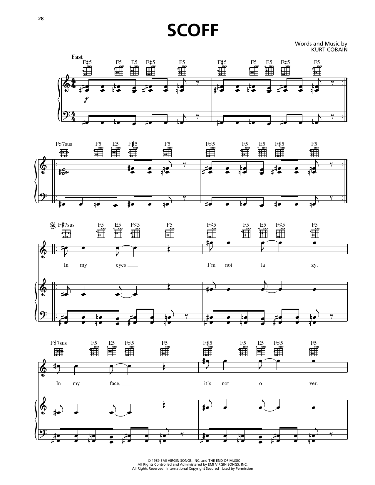 Learn to play Nirvana Scoff sheet music for Guitar Tab in minutes. Price: 7.8900$ Nirvana Scoff sheet music notes and chords arranged for Guitar Tab