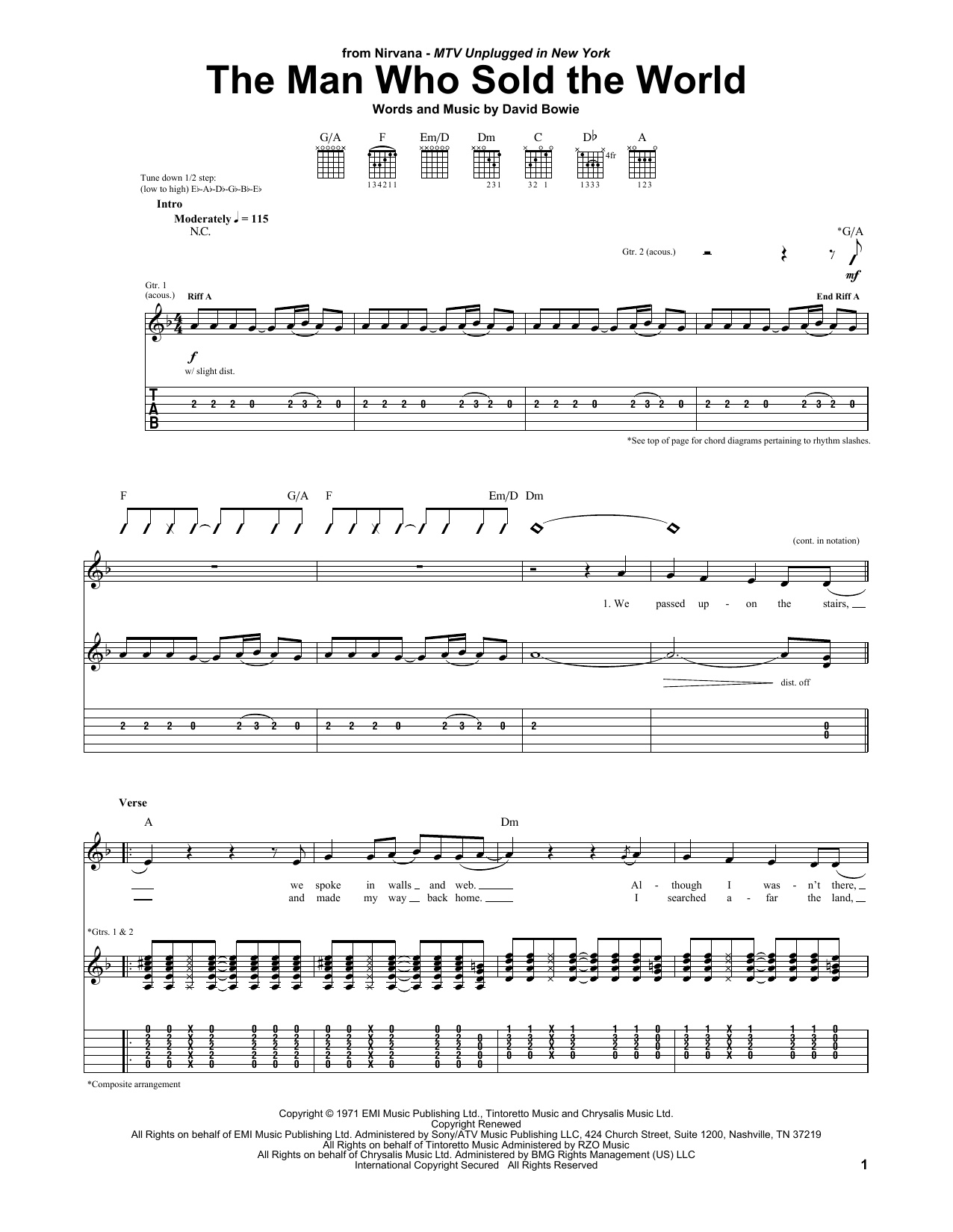 Nirvana The Man Who Sold The World sheet music notes and chords. Download Printable PDF.