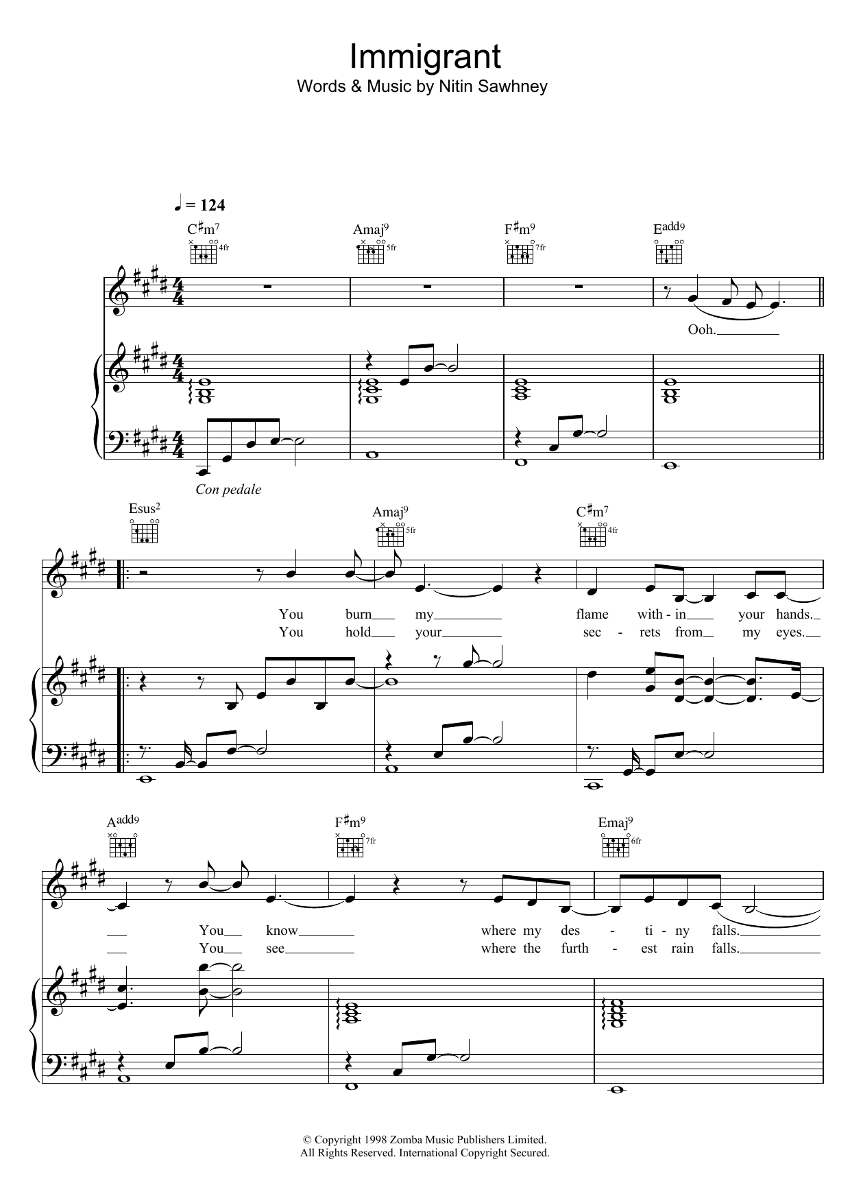 Learn to play Nitin Sawhney Immigrant sheet music for Piano, Vocal & Guitar Chords in minutes. Price: 7.8900$ Nitin Sawhney Immigrant sheet music notes and chords arranged for Piano, Vocal & Guitar Chords