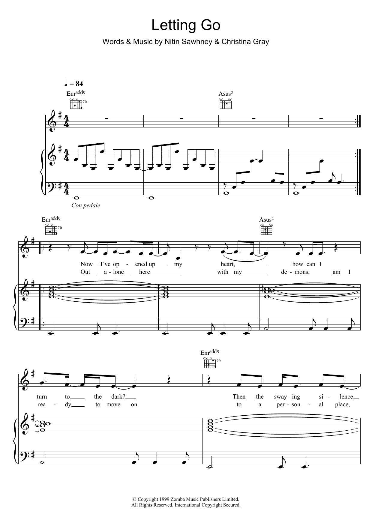 Learn to play Nitin Sawhney Letting Go sheet music for Piano, Vocal & Guitar Chords in minutes. Price: 7.8900$ Nitin Sawhney Letting Go sheet music notes and chords arranged for Piano, Vocal & Guitar Chords