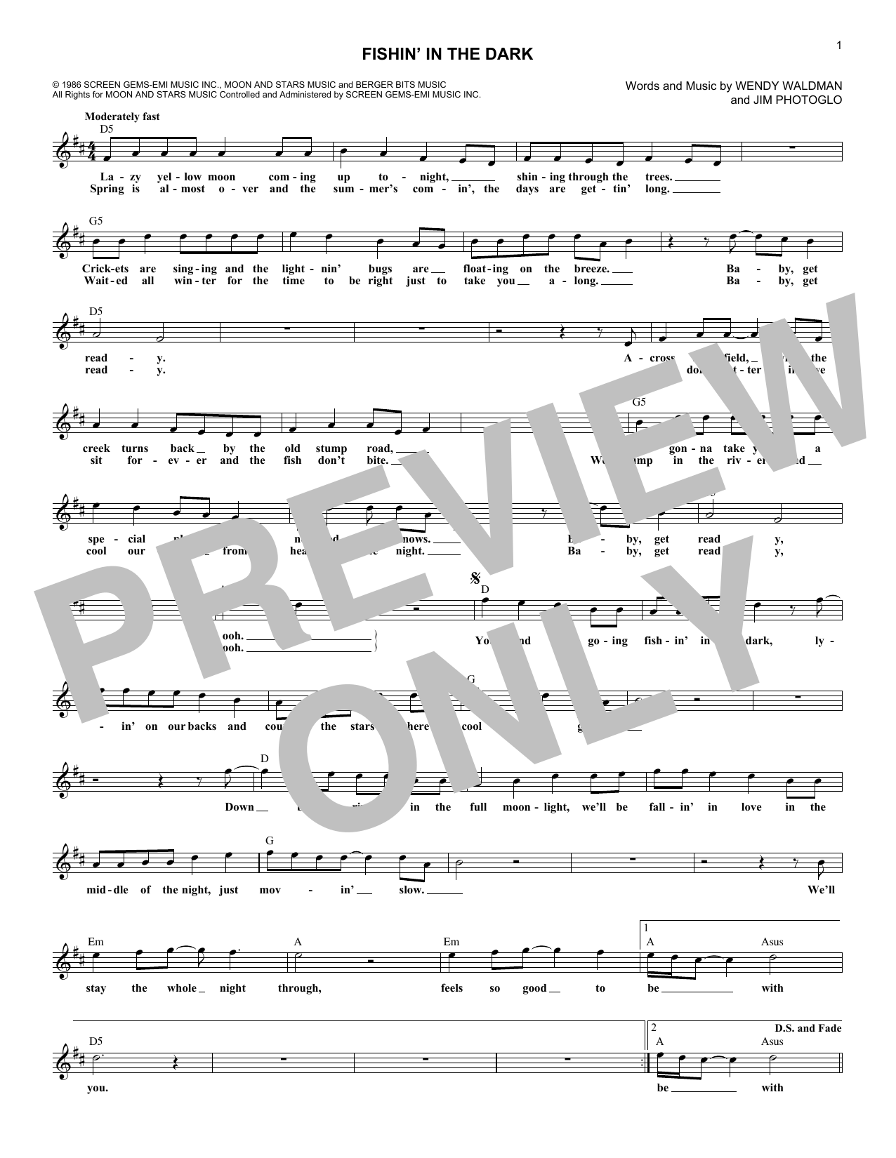 Nitty Gritty Dirt Band Fishin' In The Dark sheet music notes and chords. Download Printable PDF.