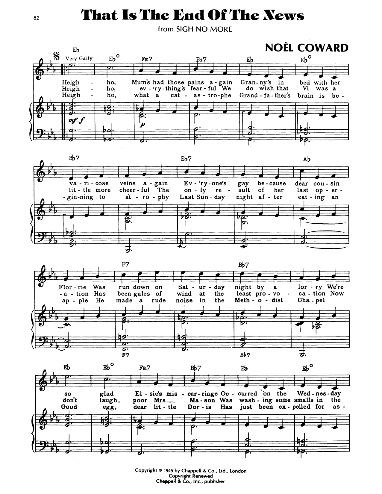 Noel Coward This Is The End Of The News sheet music notes and chords arranged for Piano, Vocal & Guitar Chords (Right-Hand Melody)