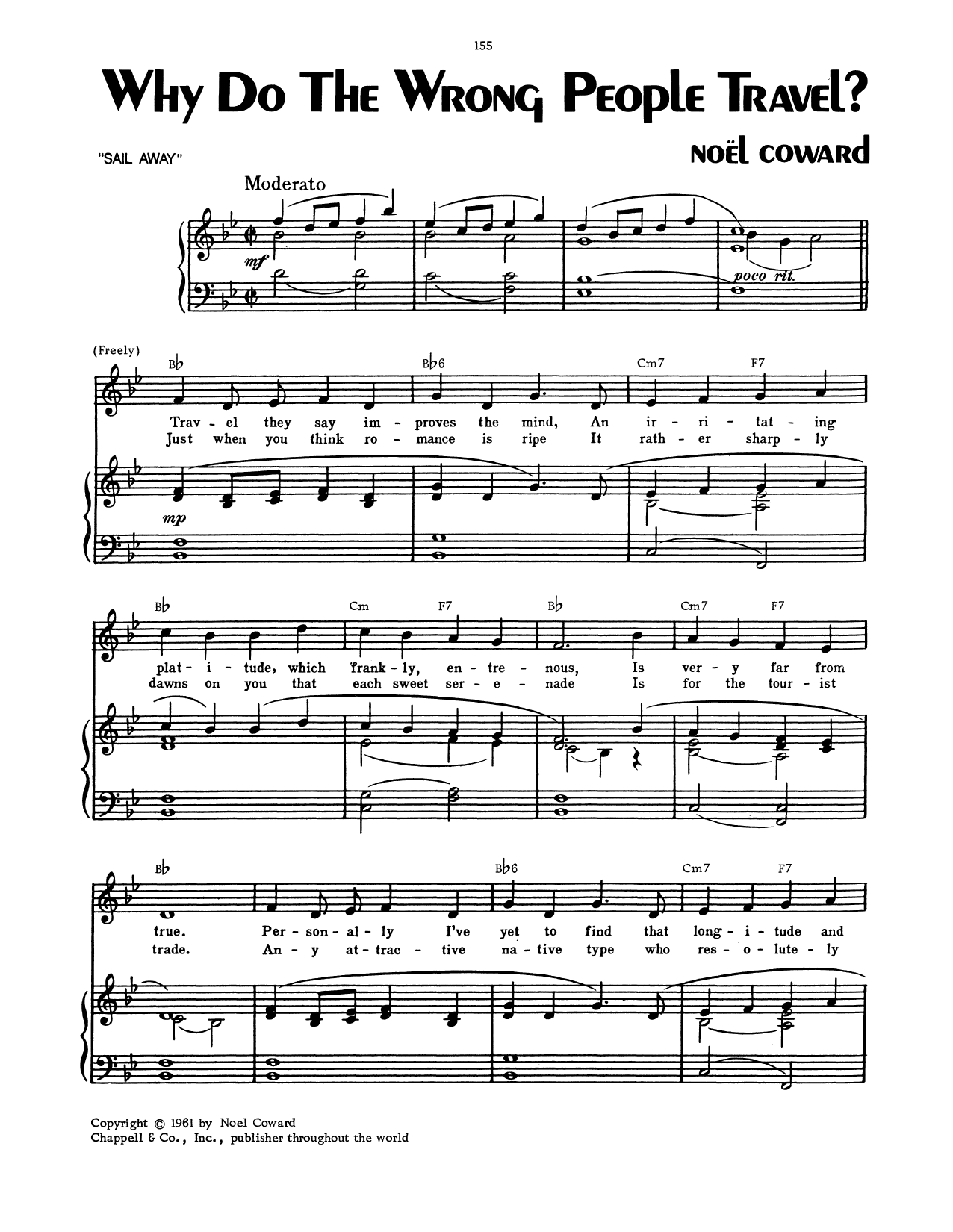 Noel Coward Why Do The Wrong People Travel? sheet music notes and chords. Download Printable PDF.