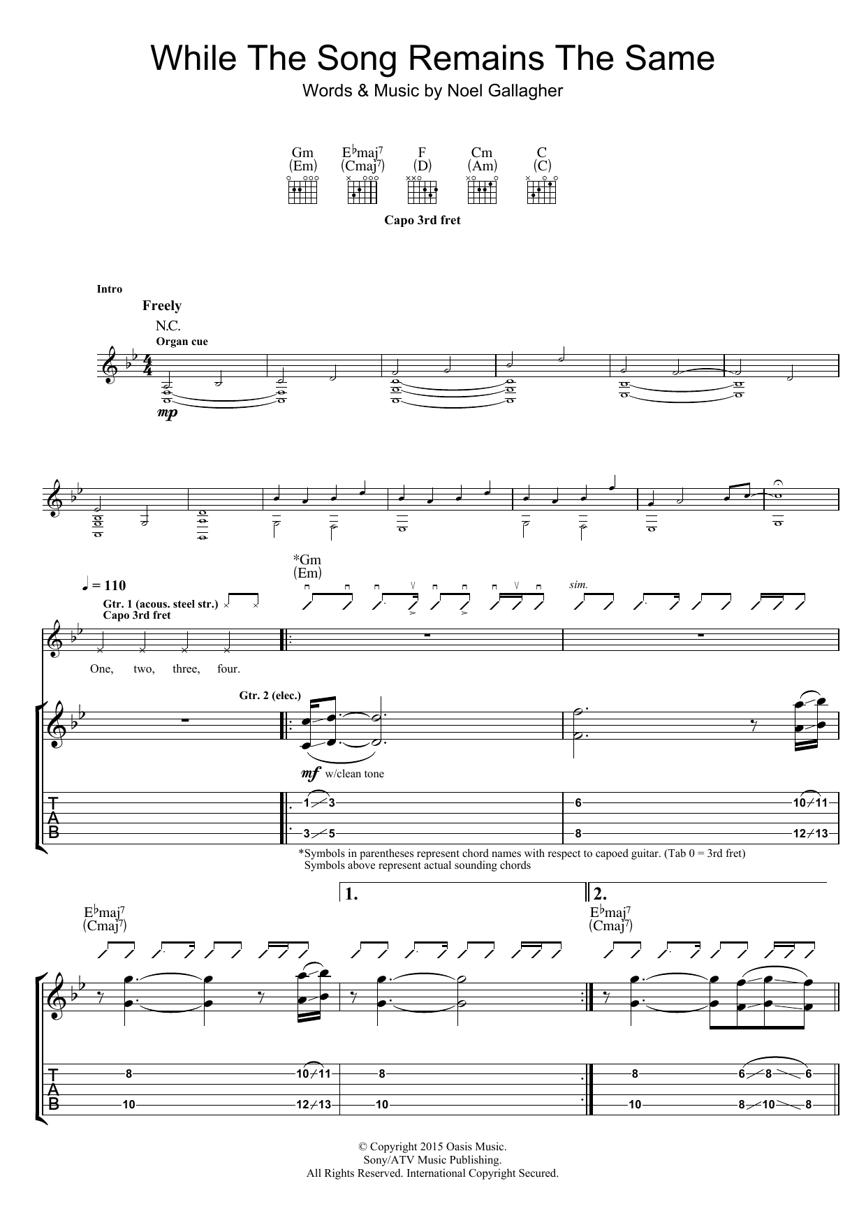 Learn to play Noel Gallagher's High Flying Birds While The Song Remains The Same sheet music for Guitar Tab in minutes. Price: 7.8900$ Noel Gallagher's High Flying Birds While The Song Remains The Same sheet music notes and chords arranged for Guitar Tab